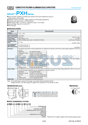 APXH100ARA151MH70G datasheet - CONDUCTIVE POLYMER ALUMINUM SOLID CAPACITORS