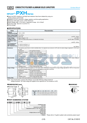 APXH2R5ARA561MH70G datasheet - CONDUCTIVE POLYMER ALUMINUM SOLID CAPACITORS