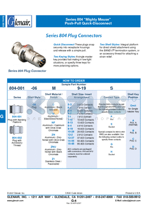 804-001-06C71SA datasheet - Plug Connectors