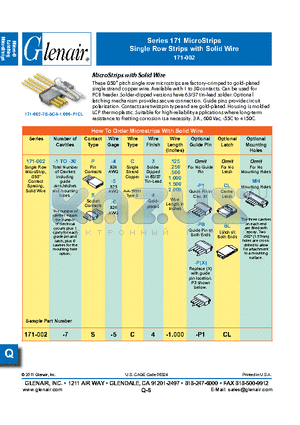 171-002-10S-4C3.123-P1 datasheet - Single Row Strips with Solid Wire