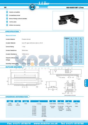 DBCIDCC7S24BGB1 datasheet - IDC BOX HEADER SMT 1.27mm