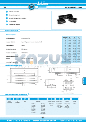 DBCIDCC7S20BGA1 datasheet - IDC BOX HEADER SMT 1.27mm