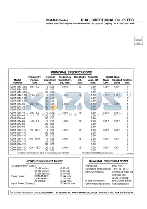 CDM-10M-.75G datasheet - DUAL DIRECTIONAL COUPLERS