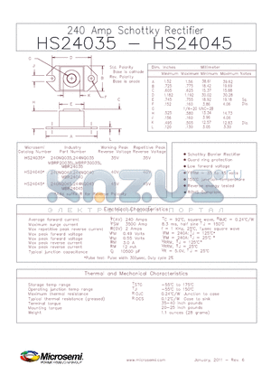 244NQ035 datasheet - 240 Amp Schottky Rectifier