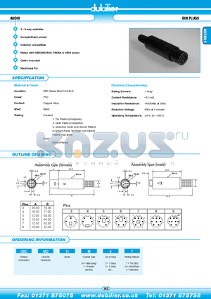 DBCMD11M4S datasheet - AUDIO DIN PLUGS