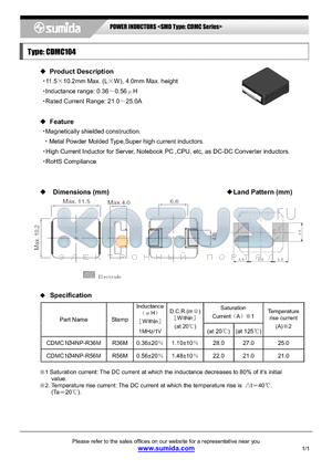 CDMC104NP-R36M datasheet - POWER INDUCTORS
