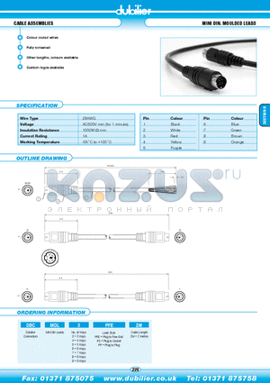 DBCMDL6PS2M datasheet - cable assemblies Mini Din. moulded leads