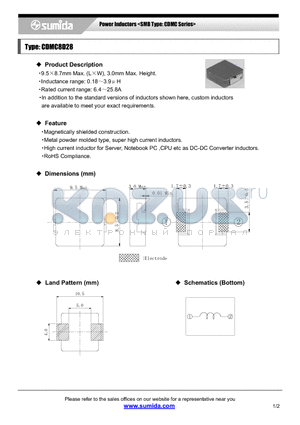 CDMC8D28NP-1R8M datasheet - Power Inductors