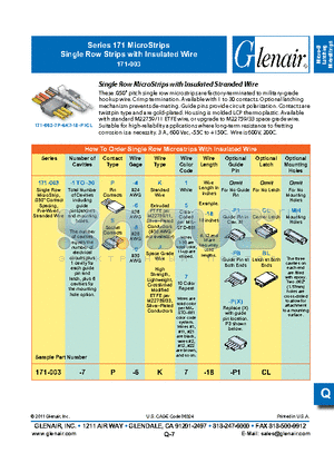 171-003-4P-0K1-18-P1 datasheet - Single Row Strips with Insulated Wire