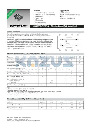 CDNBS08-PLC03-3.3 datasheet - CDNBS08-PLC03-3.3 Steering Diode/TVS Array Combo