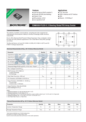 CDNBS08-PLC03-3.3_09 datasheet - Steering Diode/TVS Array Combo