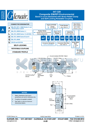 447SS329XW14 datasheet - Composite EMI/RFI Environmental Band-in-a-Can Backshell with Strain-Relief Clamp