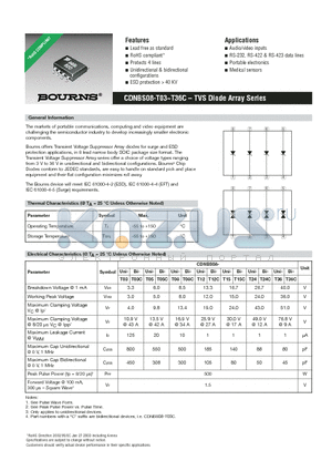 CDNBS08-T03 datasheet - CDNBS08-T03~T36C - TVS Diode Array Series