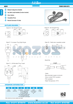 DBCPC15090.5M3 datasheet - AUDIO POWER CORD SETS