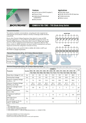CDNBS16-T03 datasheet - CDNBS16-T03~T36C - TVS Diode Array Series