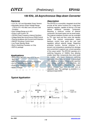 EP3102-S12R datasheet - 150 KHz, 2A Asynchronous Step-down Converter