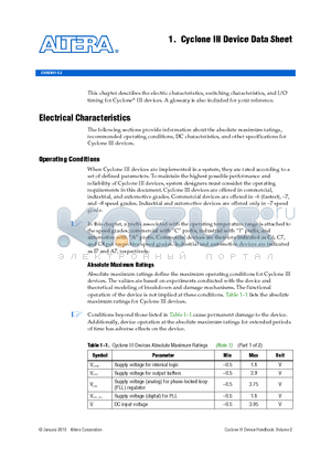 EP3C10 datasheet - Cyclone III Device Data Sheet