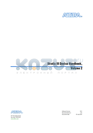 EP3SE110 datasheet - Stratix III Device Handbook, Volume 2
