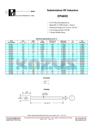 EP4820 datasheet - Subminiature RF Inductors