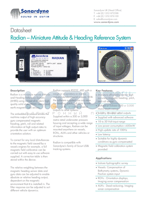 8041-000-01 datasheet - Radian - Miniature Attitude & Heading Reference System