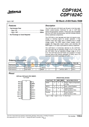 CDP1824E datasheet - 32-Word x 8-Bit Static RAM