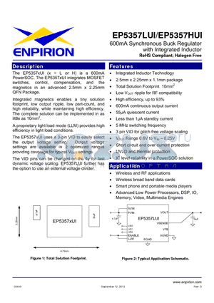 EP5357LUI datasheet - 600mA Synchronous Buck Regulator with Integrated Inductor