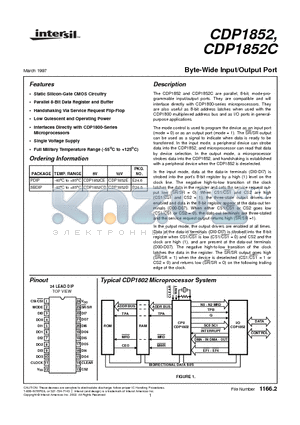 CDP1852CD datasheet - Byte-Wide Input/Output Port