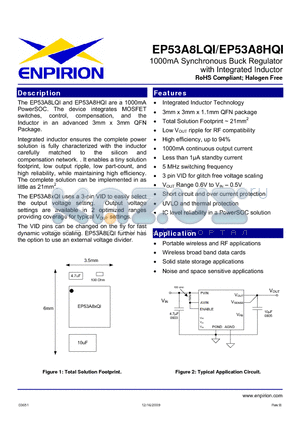 EP53A8HQI datasheet - 1000mA Synchronous Buck Regulator with Integrated Inductor