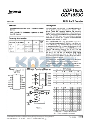 CDP1853 datasheet - N-Bit 1 of 8 Decoder