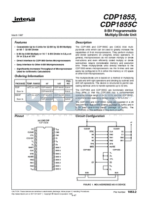 CDP1855 datasheet - 8-Bit Programmable Multiply/Divide Unit