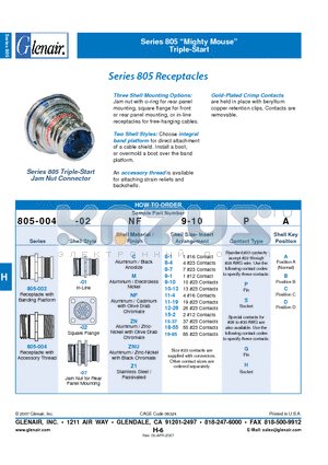 805-003-01C11-4PA datasheet - Receptacles