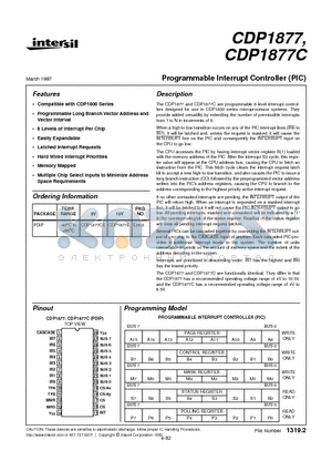 CDP1877E datasheet - Programmable Interrupt Controller (PIC)