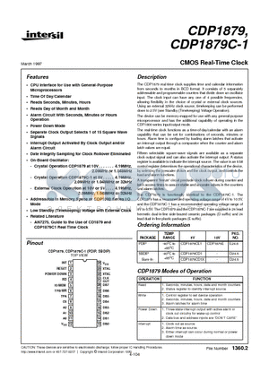 CDP1879 datasheet - CMOS Real-Time Clock