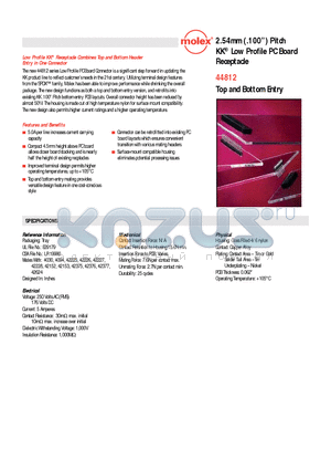 44812-0030 datasheet - 2.54mm (.100) Pitch  KK^ Low Profile PC Board Receptacle