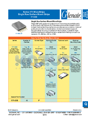 171-008-10S-PBCLMH datasheet - Single Row Surface Mount Strips