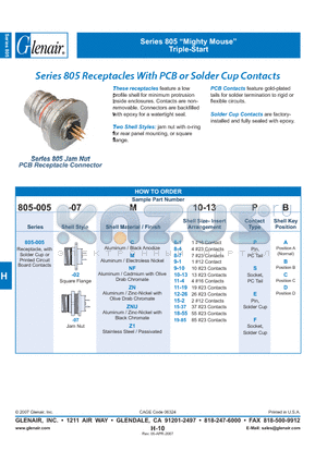 805-005-02Z18-4PA datasheet - Receptacles With PCB or Solder Cup Contacts