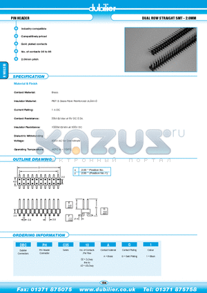 DBCPHC3532AG1 datasheet - PIN HEADER DUAL ROW STRAIGHT SMT - 2.0MM