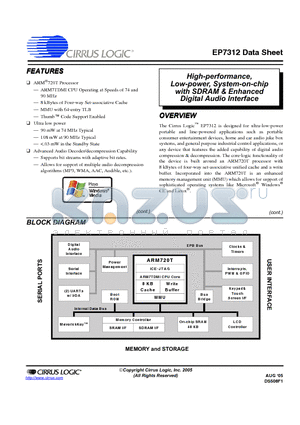 EP7312-CV-90 datasheet - High-performance, Low-power, System-on-chip with SDRAM & Enhanced with SDRAM & Enhanced