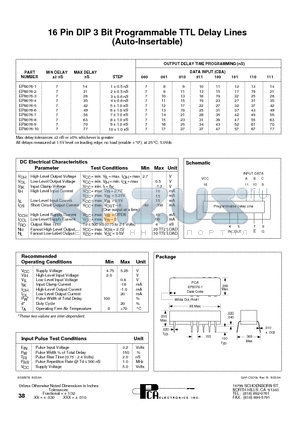 EP8076-10 datasheet - 16 Pin DIP 3 Bit Programmable TTL Delay Lines