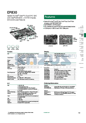 EP830 datasheet - 4 COM ports, 4 USB 2.0 and 2 IEEE 1394a ports