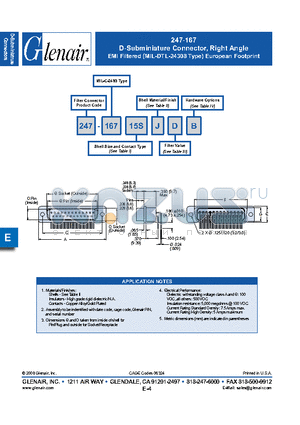 247-16726SJB datasheet - D-Subminiature Connector, Right Angle EMI Filtered European Footprint