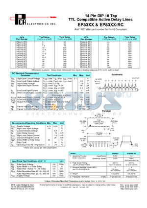 EP8326-RC datasheet - 14 Pin DIP 10 Tap TTL Compatible Active Delay Lines