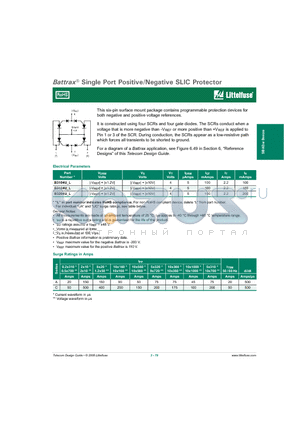 B3104U_L datasheet - Single Port Positive/Negative SLIC Protector