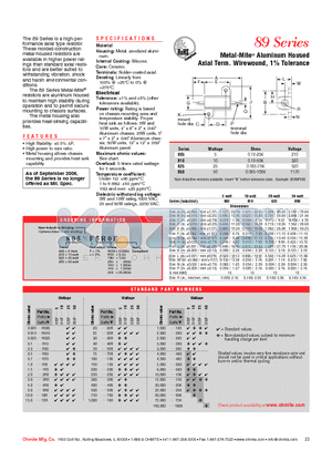 805NF1R0E datasheet - Metal-Mite^ Aluminum Housed Axial Term. Wirewound, 1% Tolerance