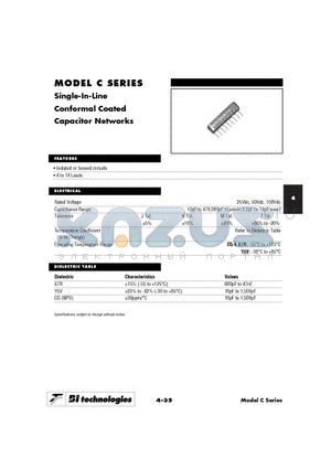 C121102KX7R2 datasheet - Single-In-Line Conformal Coated Capacitor Networks