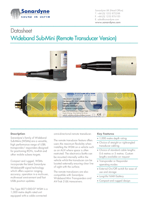 8071-000-07 datasheet - Wideband Sub-Mini (Remote Transducer Version)