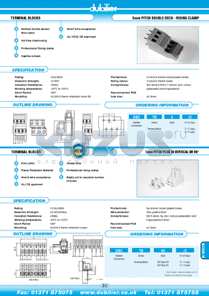 DBCTB64-3 datasheet - TERMINAL BLOCKS 5mm PITCH DOUBLE DECK - RISING CLAMP