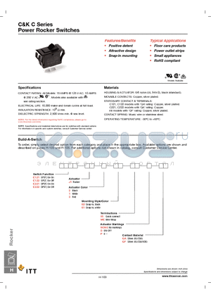 C121J13S105PQA datasheet - Power Rocker Switches