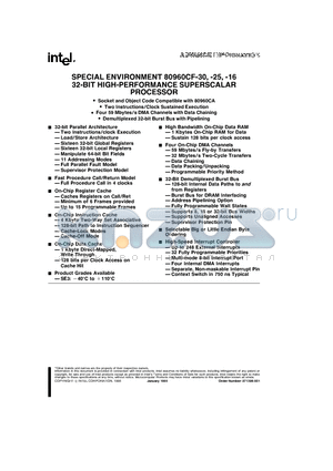 80960CF-30 datasheet - SPECIAL ENVIRONMENT 80960CF-30, -25, -16 32-BIT HIGH-PERFORMANCE SUPERSCALAR PROCESSOR