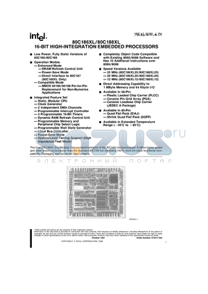 80C186XL datasheet - 16-BIT HIGH-INTEGRATION EMBEDDED PROCESSORS